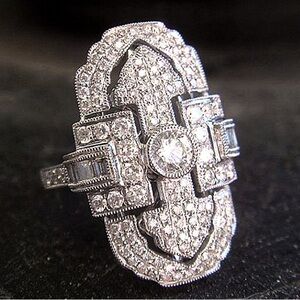 Geometric Zircon Sterling Silver Ring